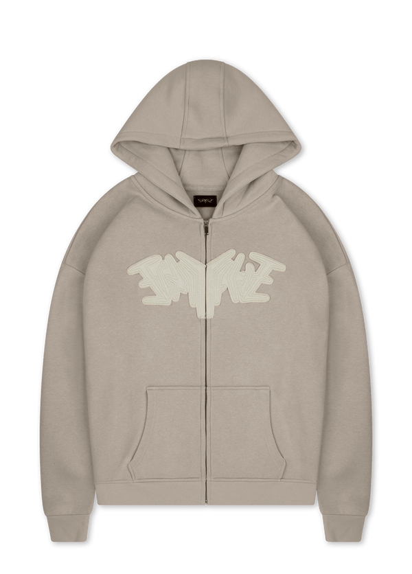 PATCH ZIP HOODIE SAND