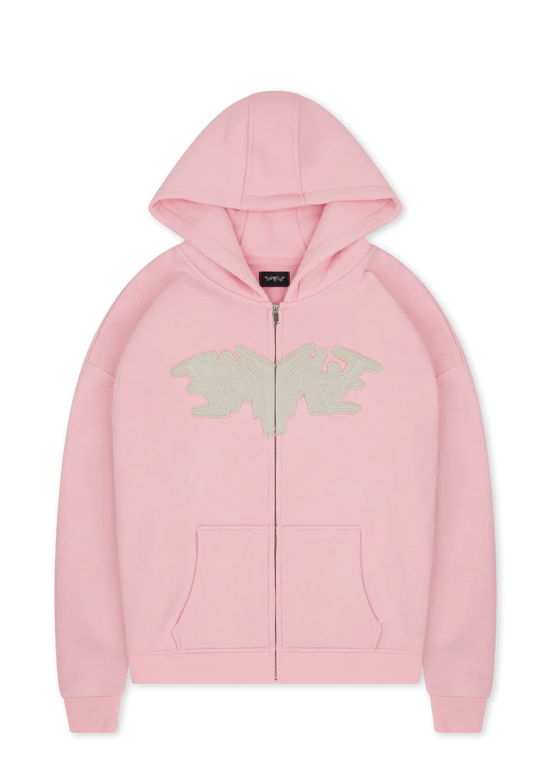 PATCH ZIP HOODIE PINK