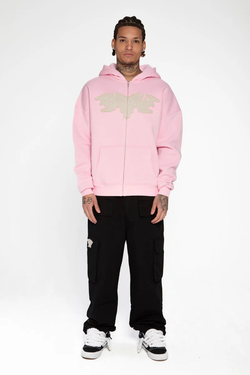 PATCH ZIP HOODIE PINK