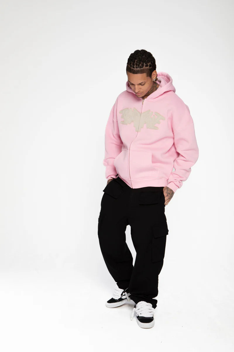 PATCH ZIP HOODIE PINK