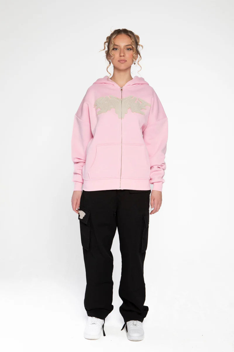 PATCH ZIP HOODIE PINK