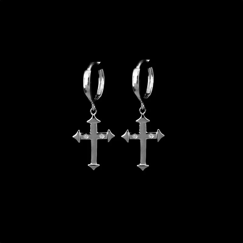 CROSS EARRING SILBER