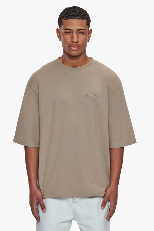 HEAVY OVERSIZE SILK EMBO T-SHIRT SIMPLY TAUPE