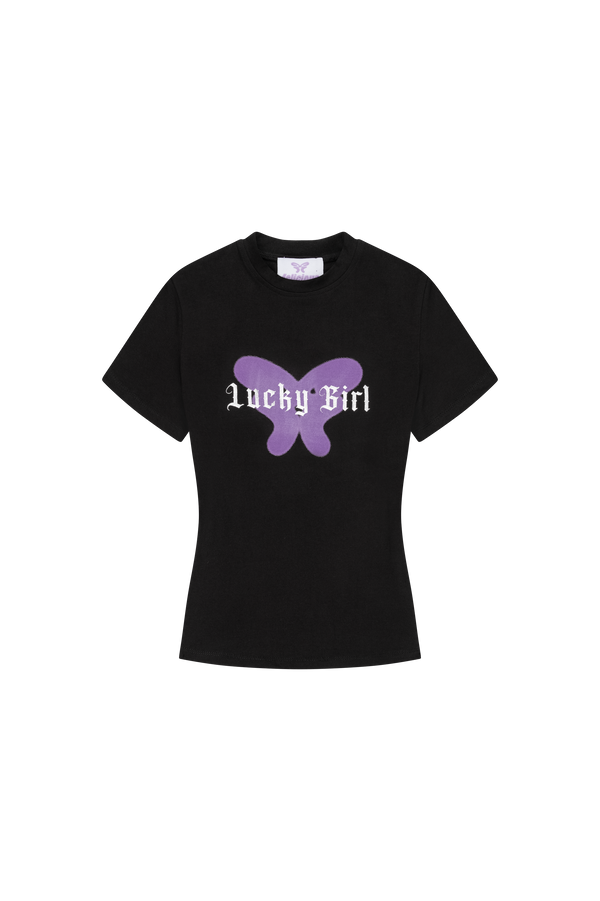 Lucky Girl Baby Tee Black