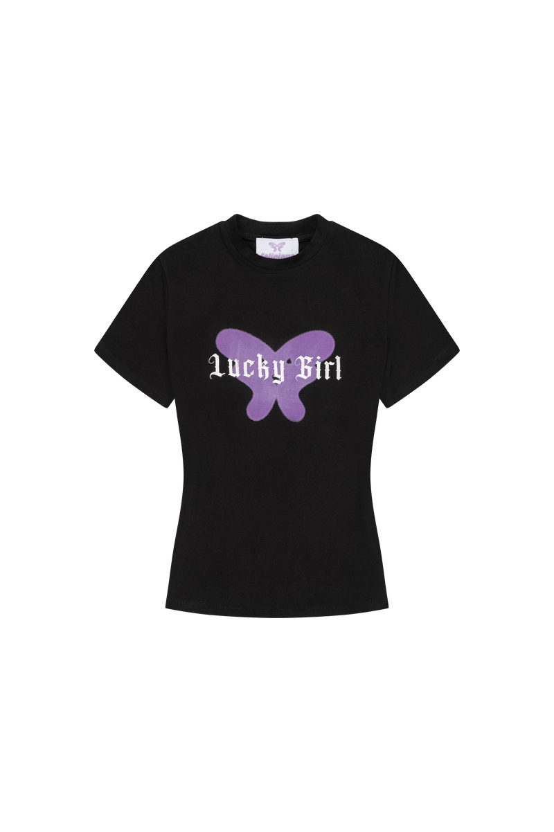 Lucky Girl Baby Tee Black