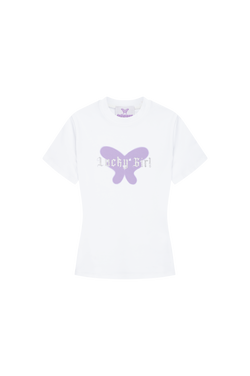 Lucky Girl Baby Tee White & Lavender