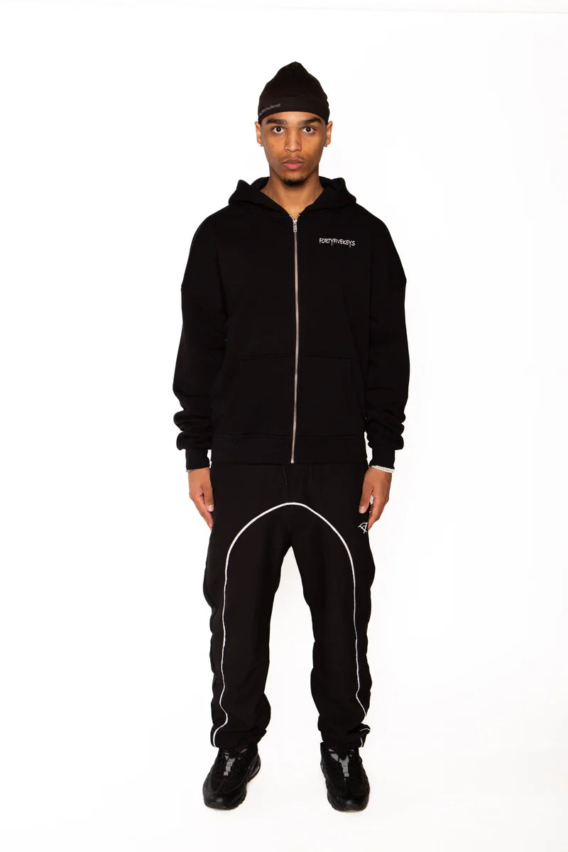 BACKPRINT ZIP HOODIE BLACK