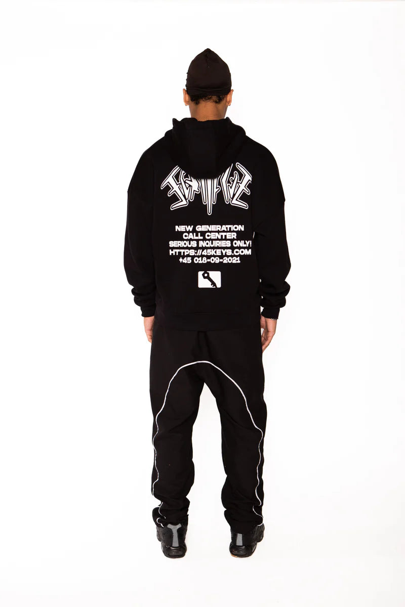 BACKPRINT ZIP HOODIE BLACK