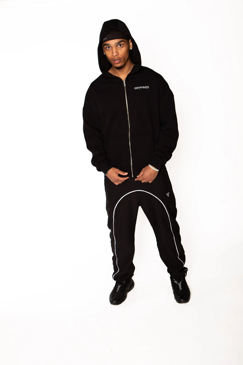 BACKPRINT ZIP HOODIE BLACK