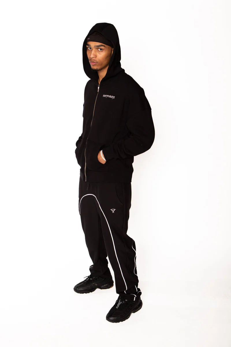 BACKPRINT ZIP HOODIE BLACK