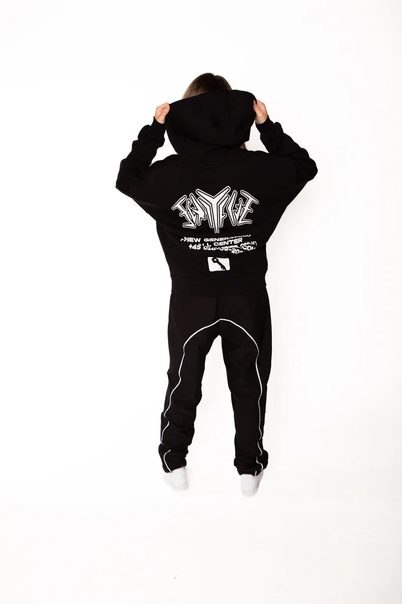 BACKPRINT ZIP HOODIE BLACK