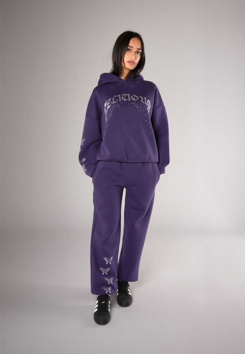 Hoodie Rhinestones Purple