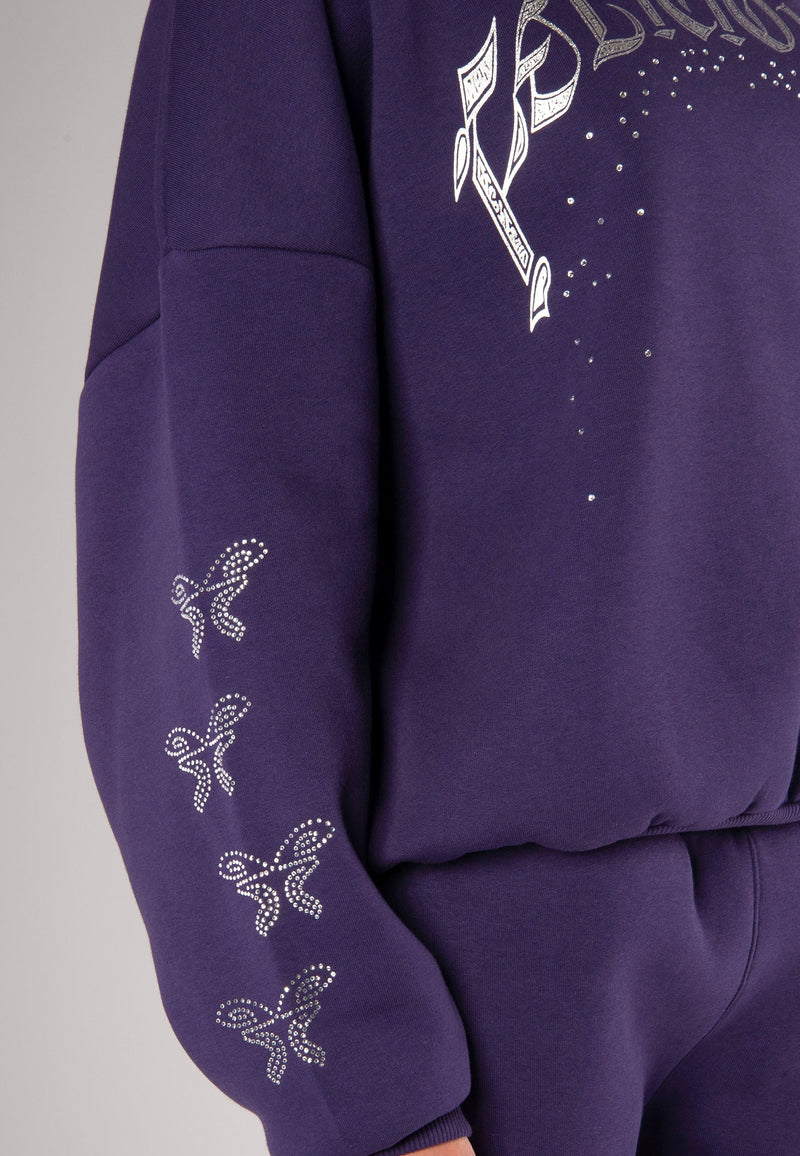 Hoodie Rhinestones Purple