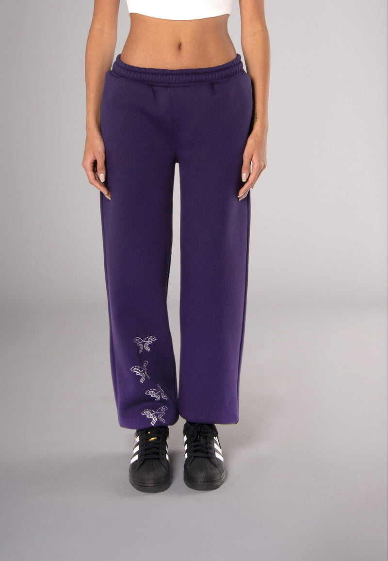 Sweatpants Rhinestones Purple