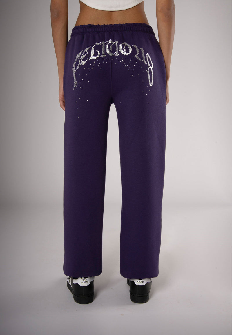 Sweatpants Rhinestones Purple