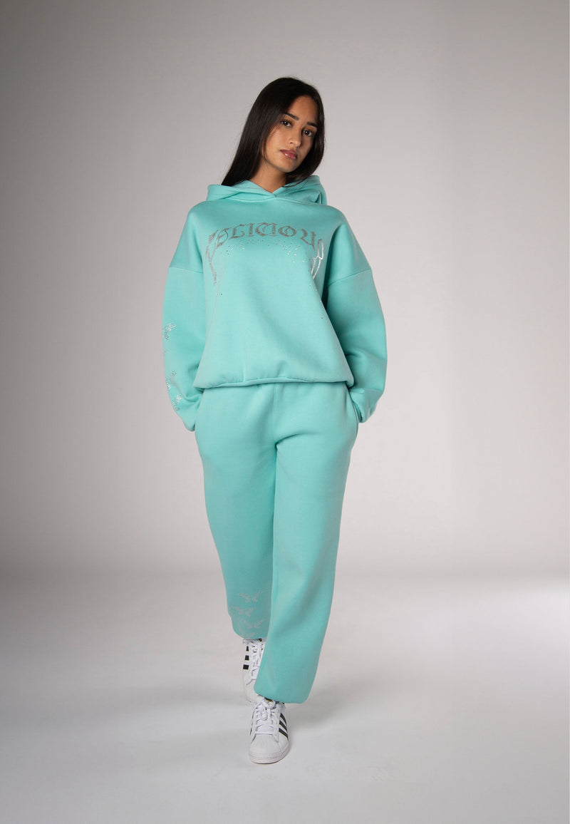 Hoodie Rhinestones Turquoise