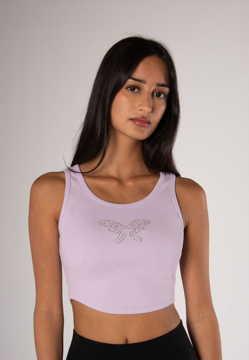 Cropped Tanktop Rhinestones Lavender