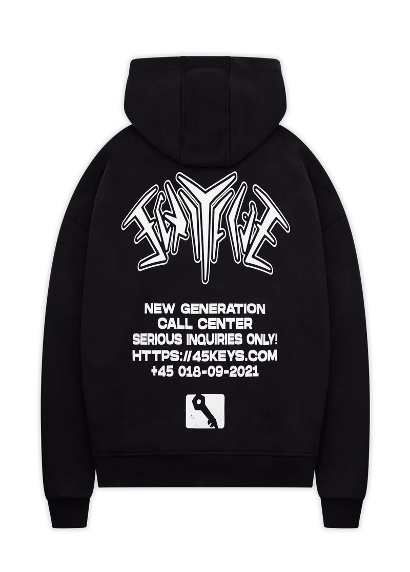 BACKPRINT ZIP HOODIE BLACK