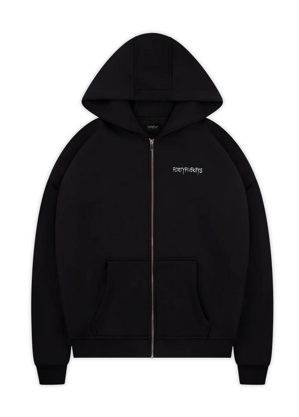 BACKPRINT ZIP HOODIE BLACK