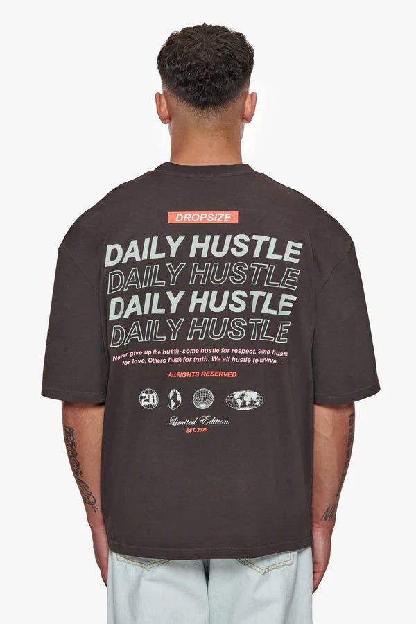 HEAVY OVERSIZE QUATTRO HUSTLE T - SHIRT WASHED BLACK Dondead
