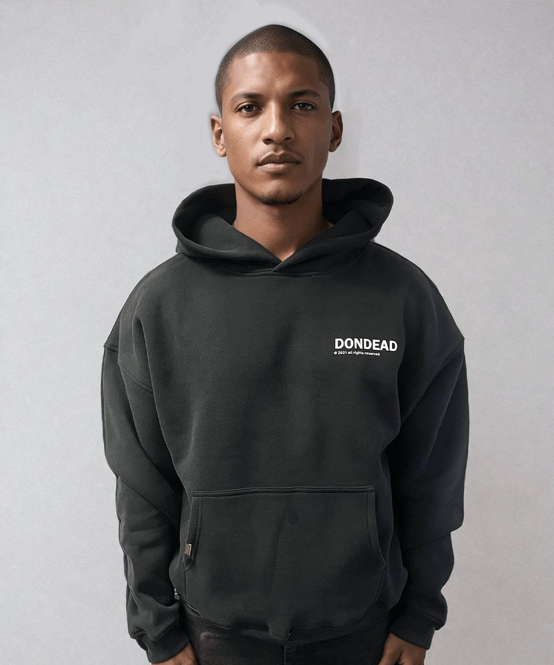 HOODIE BLACK WASHED - Dondead 