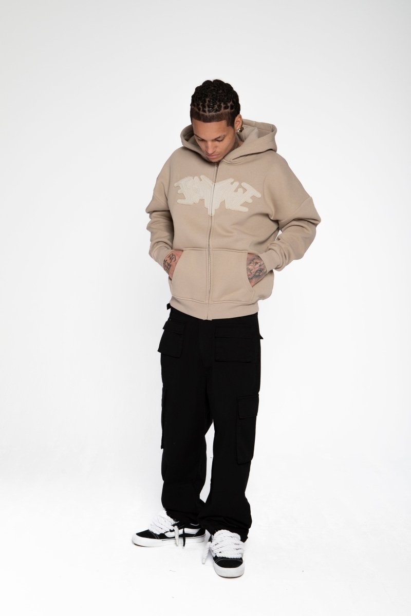 PATCH ZIP HOODIE SAND Dondead