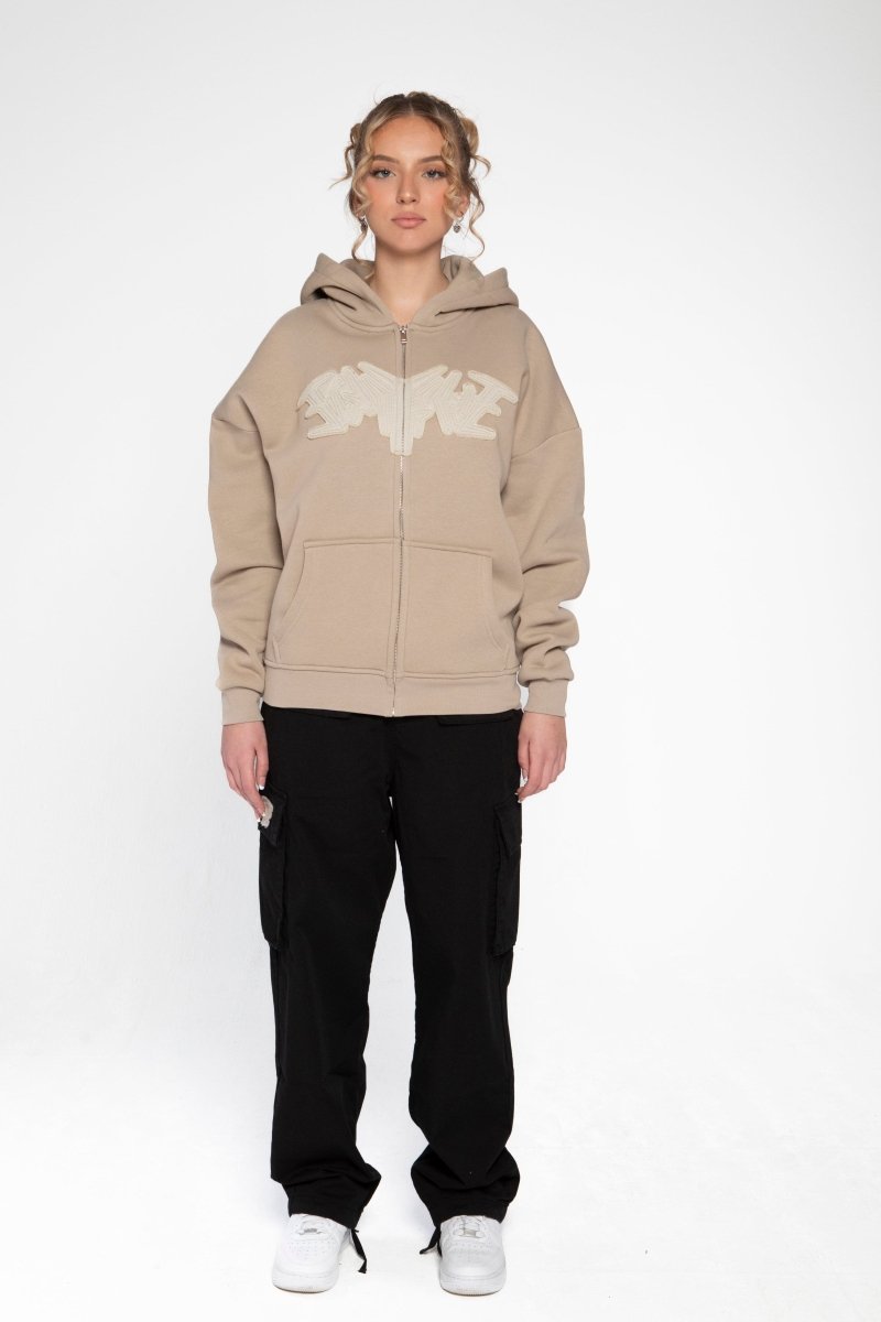 PATCH ZIP HOODIE SAND Dondead