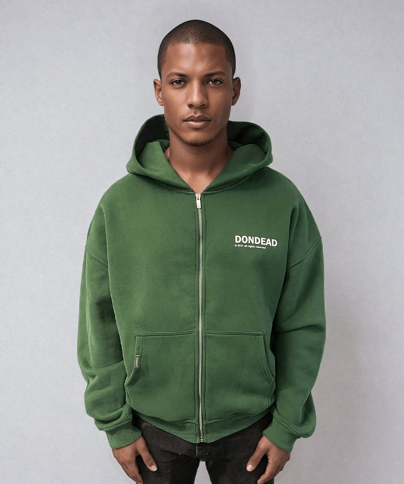 ZIP HOODIE BRITISH RACING GREEN - Dondead 