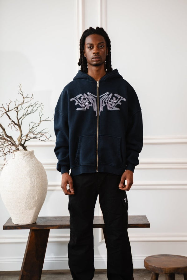 ZIP HOODIE NAVY BLUE Dondead