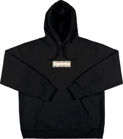 Supreme Burberry Box Logo Hooded Sweatshirt Black Dondead